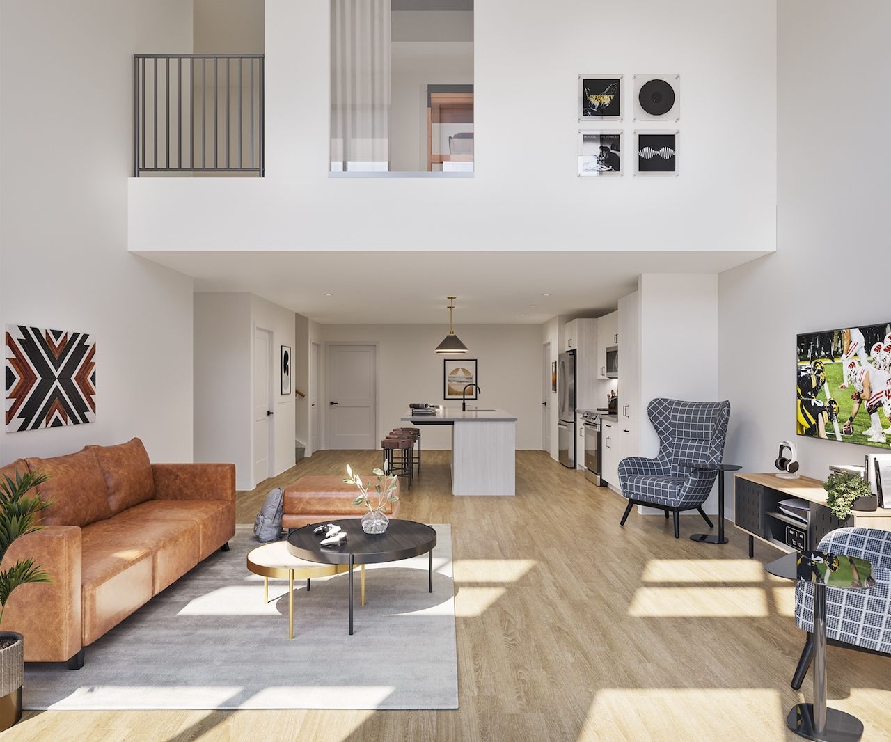 theory madison uw off campus apartments interior with loft